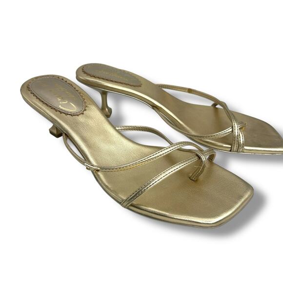 Circus NY Sam Edelman Gold Leaf Metallic Kitten Heels Size 8 Dress Sandals EUC - Picture 14 of 14